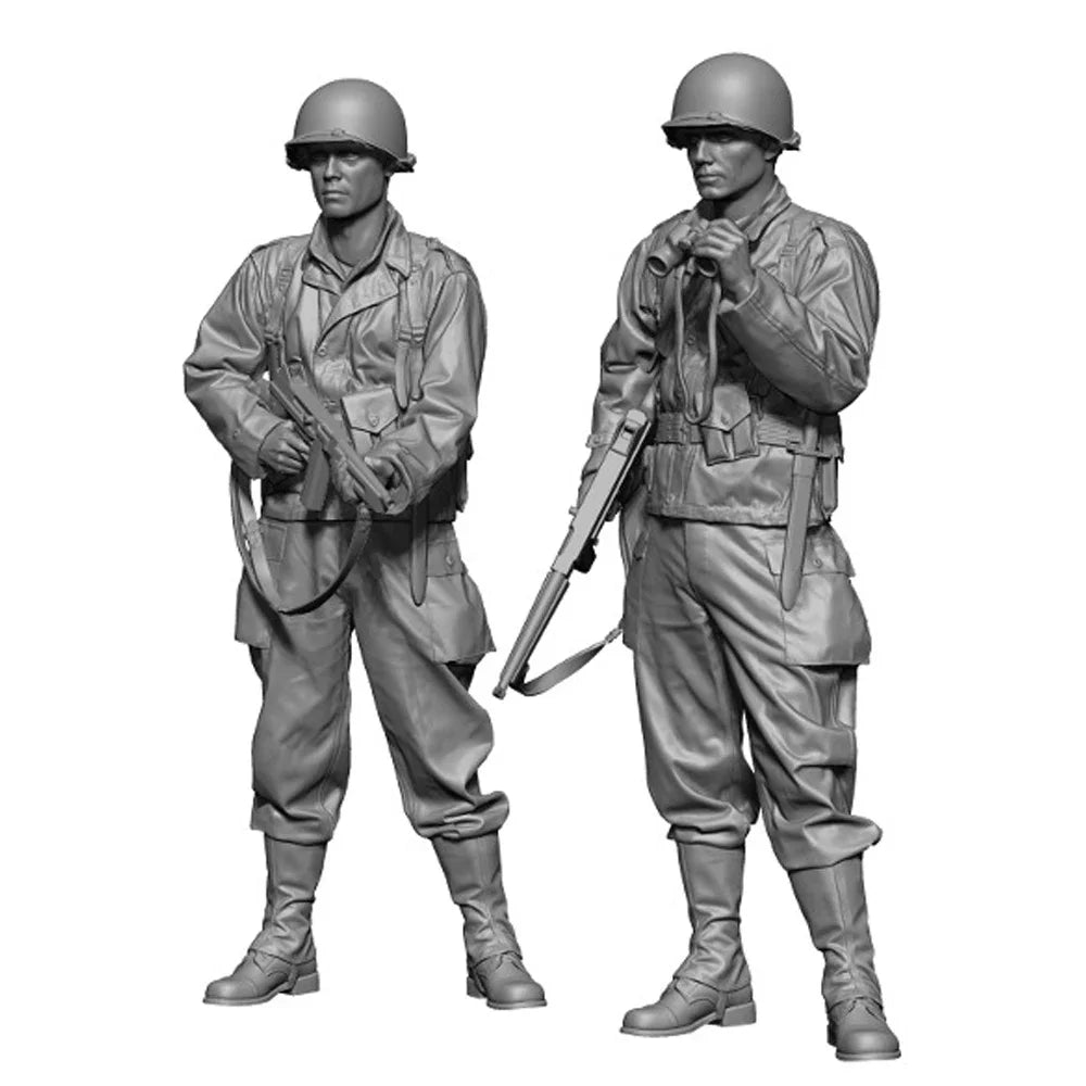 1/35 WWII US Rangers in Combat Gear, 2 Figures, Resin Model Figure Kit, Unassembled and Unpainted