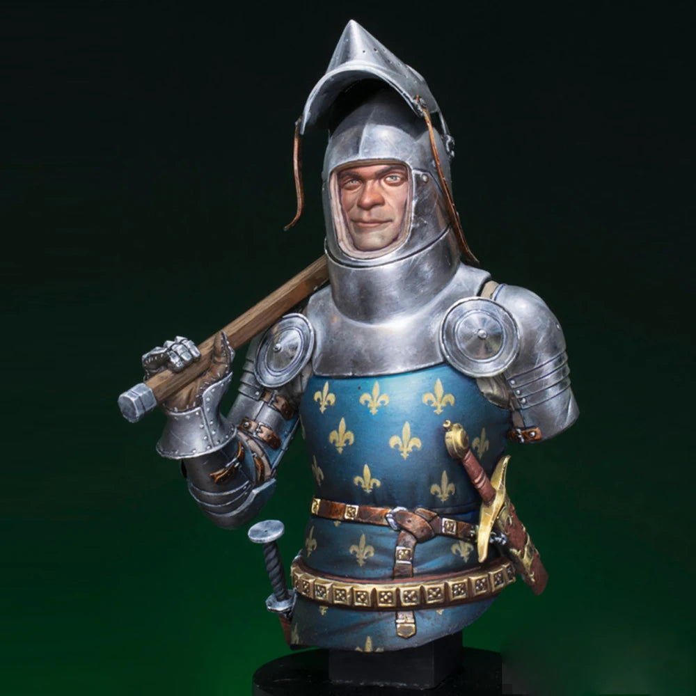 1/12 Medieval French Knight with Mace, Resin Model Bust Kit, Unassembled and Unpainted