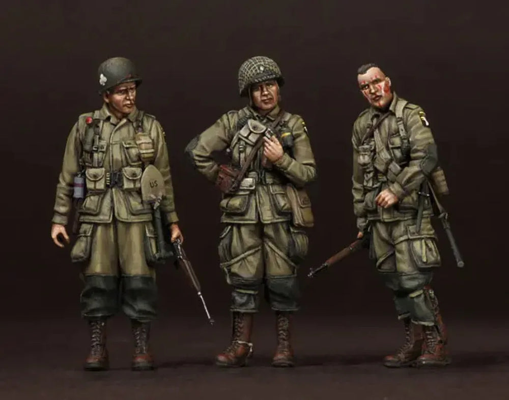 1/35 WWII US Airborne Officers, 3 Figures, Resin Model Figure Kit, Unassembled and Unpainted