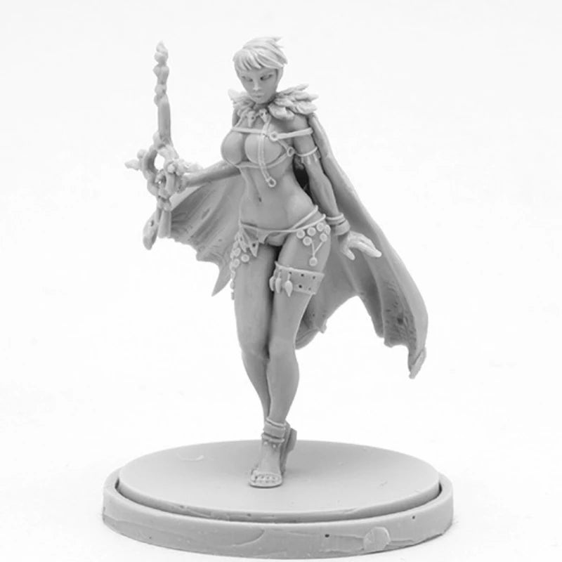30mm Female Warriors, 3 Figures, Resin Model Figure Kit, Fantasy Theme, Unassembled and Unpainted
