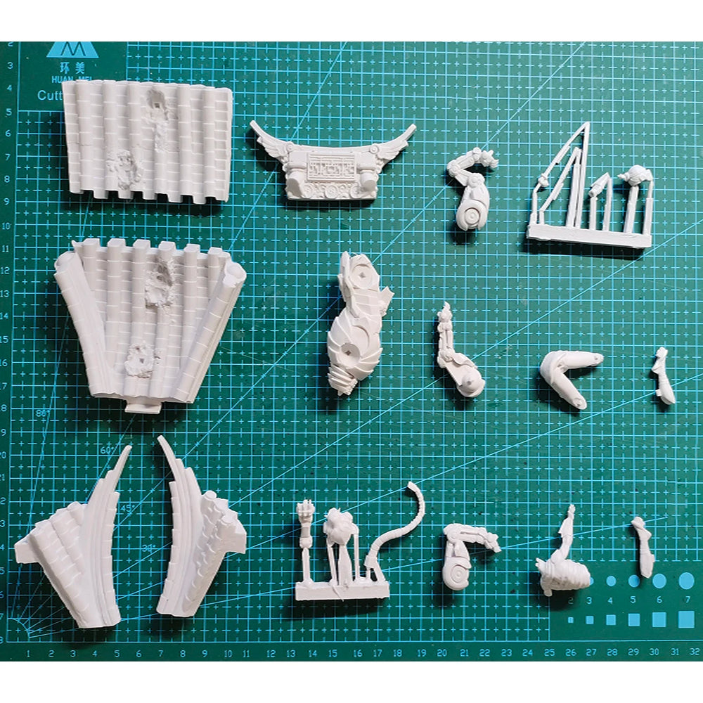 1/24 Curved-Horn Demon on Ribbed Base, Resin Model Figure Kit, Fantasy Theme, Unassembled and Unpainted