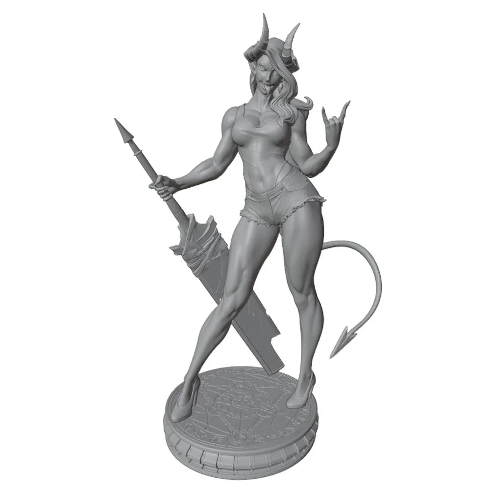 1/24 Demon Warrior with Curved Horns and Greatsword, Resin Model Figure Kit, Fantasy Theme, Unassembled and Unpainted