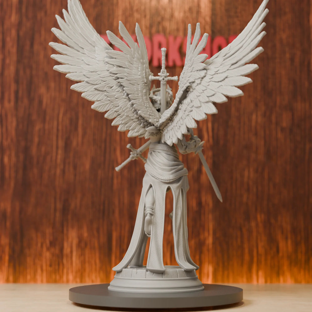 75mm Standing Angel in Robes with Feathered Wings, Resin Model Figure Kit, Fantasy Theme, Unassembled and Unpainted
