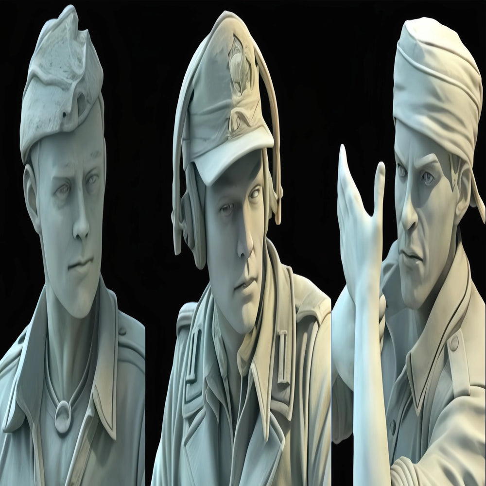 1/35 WWII German Panzer Crew at Tank Gun, 3 Figures, Resin Model Figure Kit, Unassembled and Unpainted