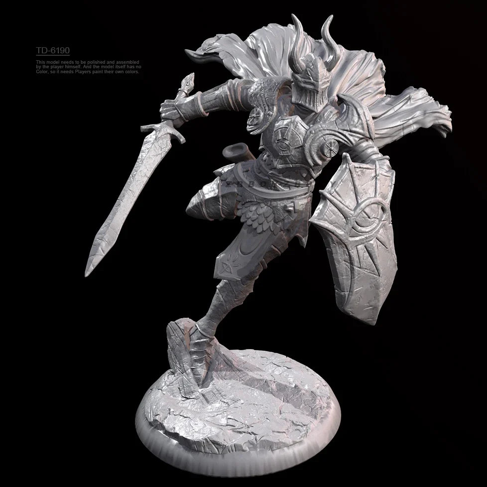 75mm Female Warrior with Flowing Hair and Ornate Armor, Resin Model Figure Kit, Fantasy Theme, Unassembled and Unpainted