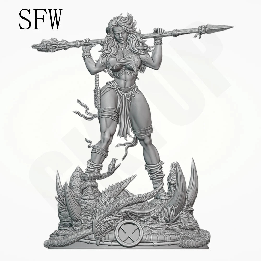1/24 Savage Lands Warrior, Resin Model Figure Kit, Fantasy Theme, Unassembled and Unpainted