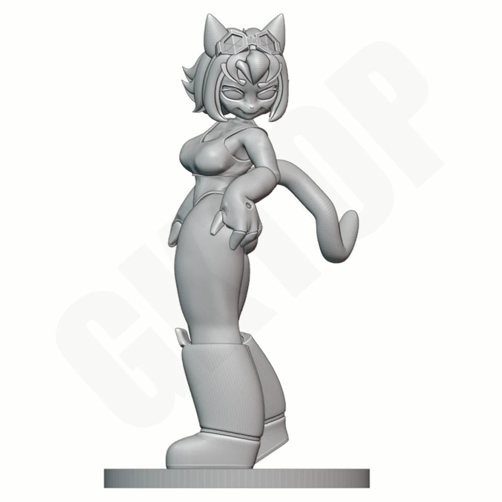 1/24 Cat-Ear Girl, Resin Model Figure Kit, Anime Theme, Unassembled and Unpainted