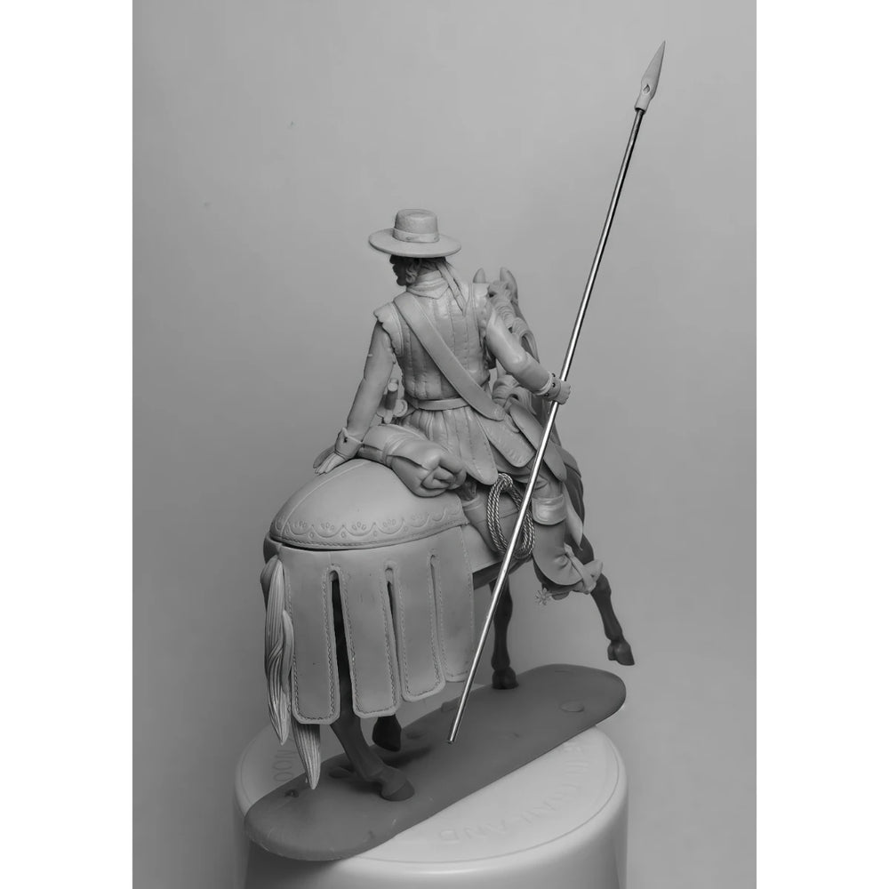 54mm Spanish Cavalry Soldier 1751, Resin Model Figure Kit, Military Theme, Unassembled and Unpainted