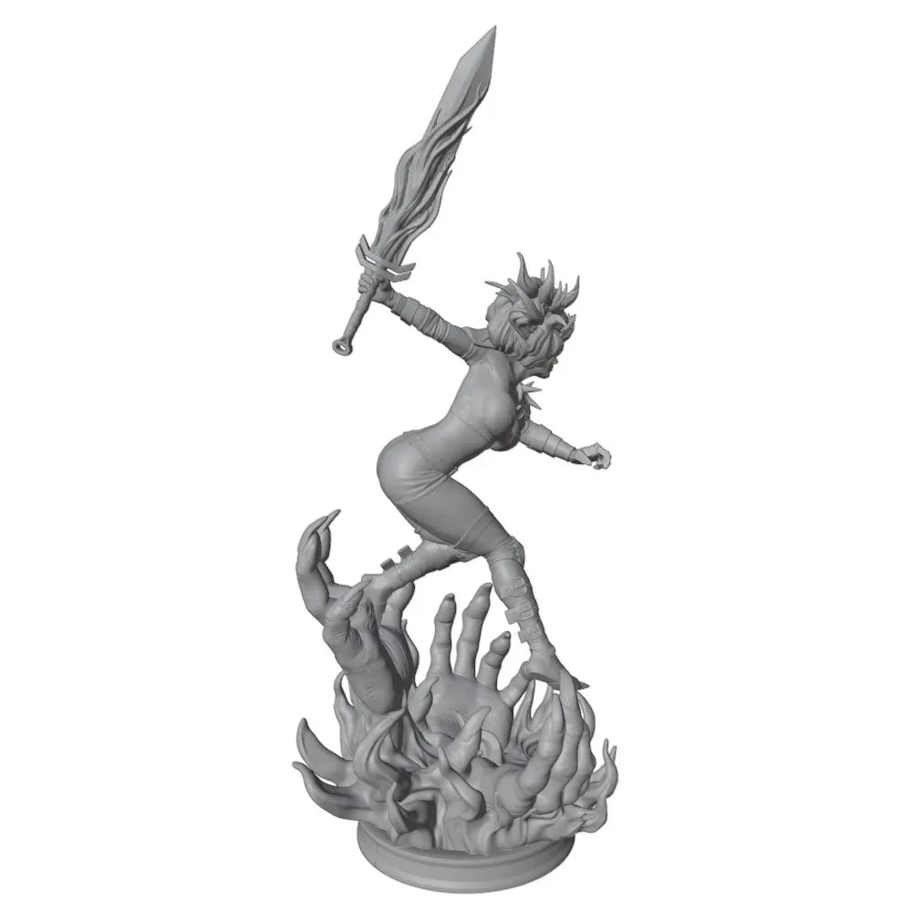 75mm Female Anime Demon Warrior, Resin Model Figure Kit, Anime Theme, Unassembled and Unpainted