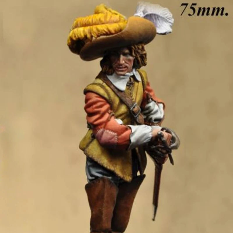 75mm French Musketeer D'Artagnan, Resin Model Figure Kit, Military Theme, Unassembled and Unpainted