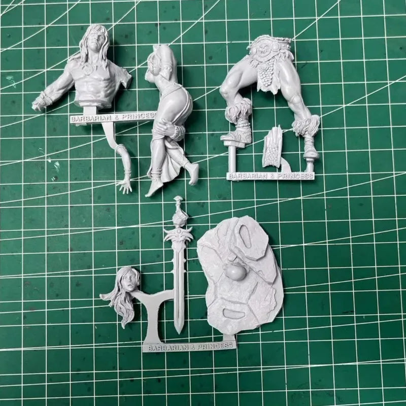 1/24 Barbarian & Princess, 2 Figures, Resin Model Figure Kit, Fantasy Theme, Unassembled and Unpainted