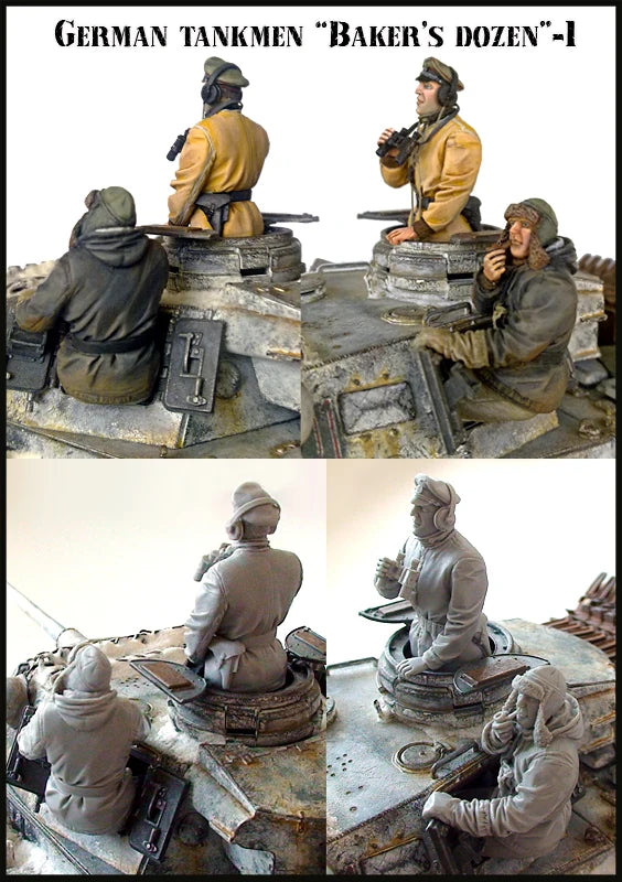 1/35 WWII German Tankmen Set, 13 Figures, Resin Model Figure Kit, Unassembled and Unpainted