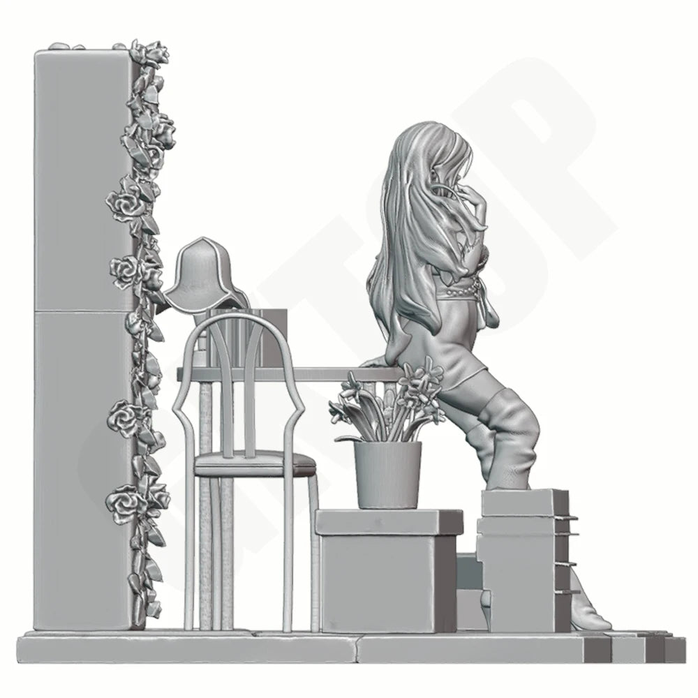 1/24 Pin-up Woman, Resin Model Diorama Kit, Unassembled and Unpainted
