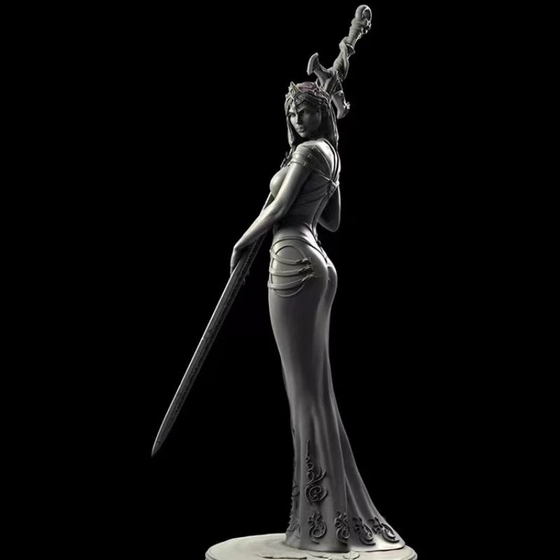 75mm Robed Sorceress with Greatsword, Resin Model Figure Kit, Fantasy Theme, Unassembled and Unpainted