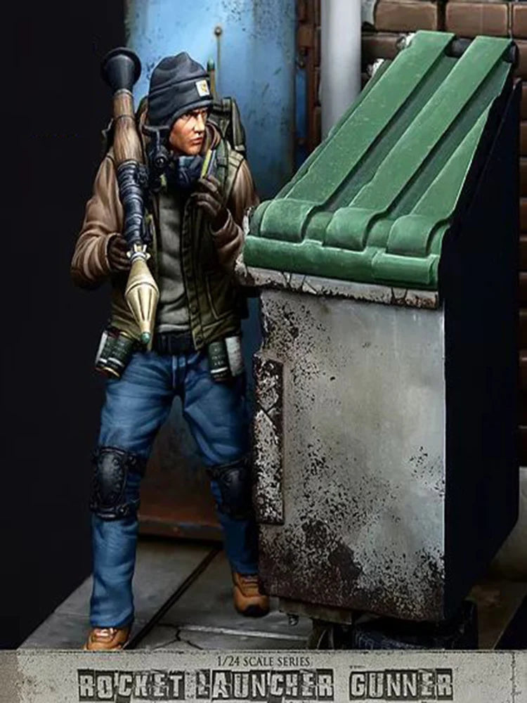 75mm WWII Soldier with Rocket Launcher, Resin Model Figure Kit, Unassembled and Unpainted