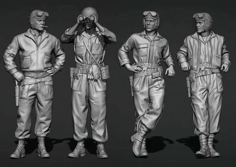 1/35 WWII Pilots, 6 Figures, Resin Model Figure Kit, Unassembled and Unpainted