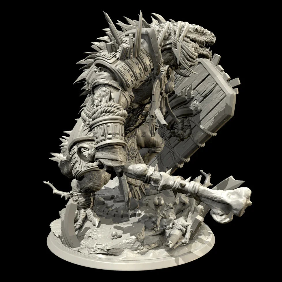 75mm Demonic Warrior with Spiked Armor and Crown, Resin Model Figure Kit, Fantasy Theme, Unassembled and Unpainted