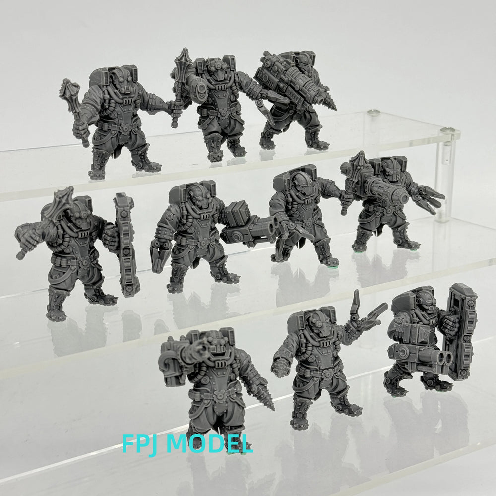 Heavy Support Soldiers, 10 Figures, Resin Model Figure Kit, Sci-Fi Theme, Unassembled and Unpainted
