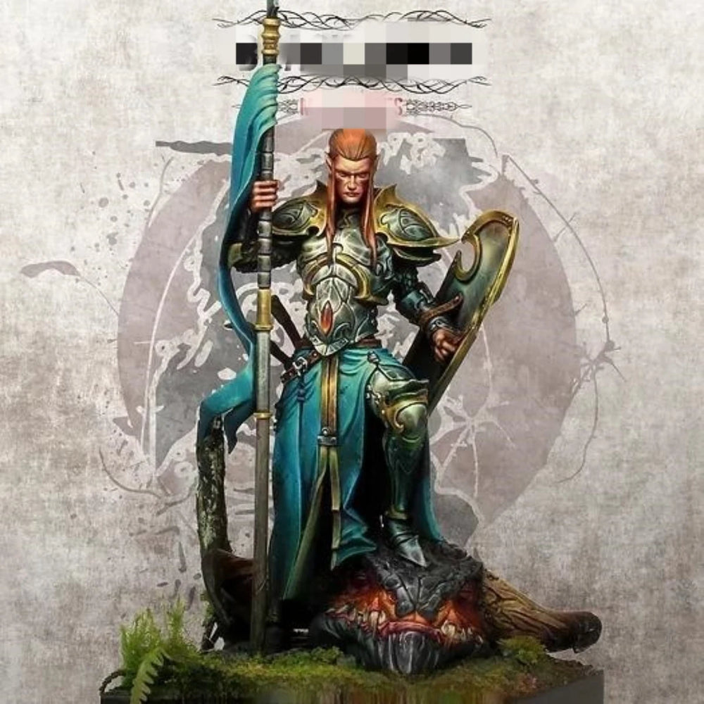75mm Elf Warrior with Turquoise Cloak, Resin Model Figure Kit, Fantasy Theme, Unassembled and Unpainted