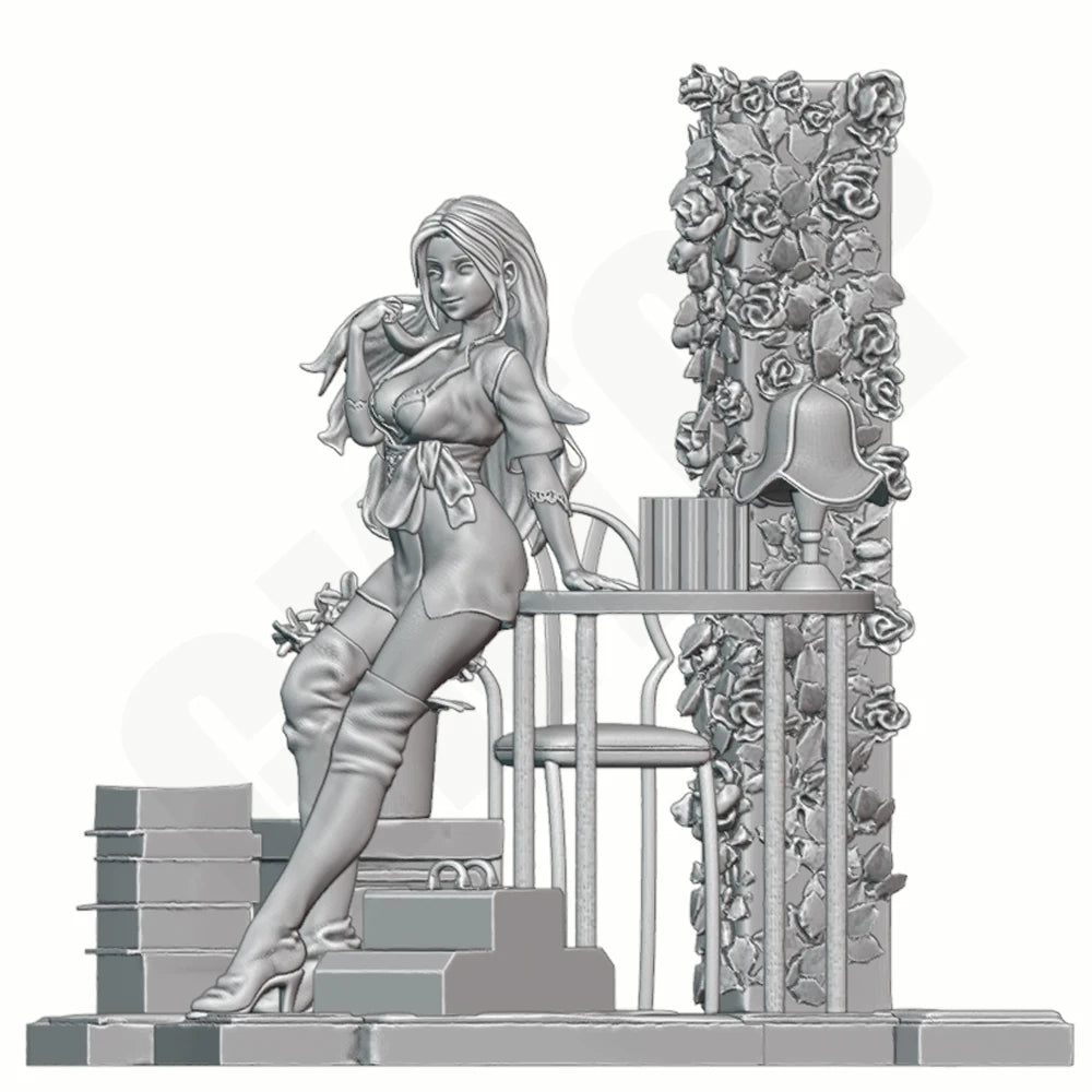 1/24 Pin-up Woman, Resin Model Diorama Kit, Unassembled and Unpainted