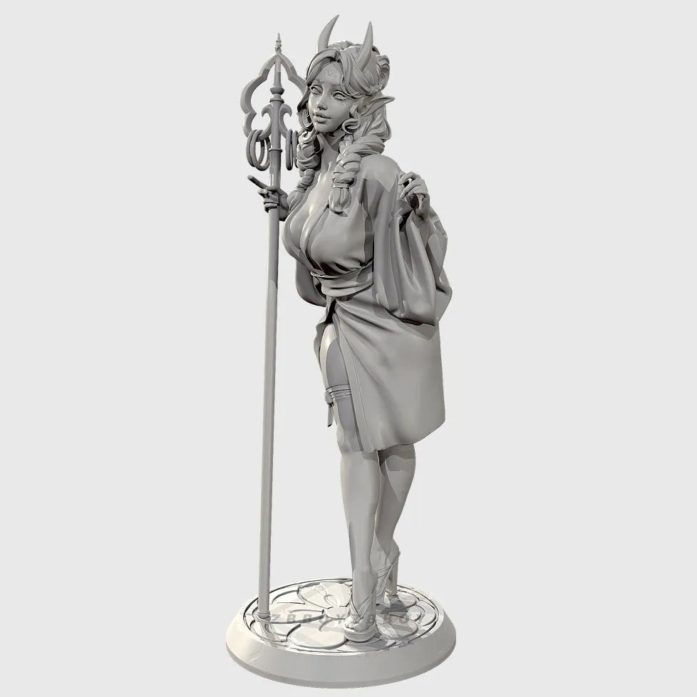 75mm Priestess with Horns, 3 Figures, Resin Model Figure Kit, Fantasy Theme, Unassembled and Unpainted