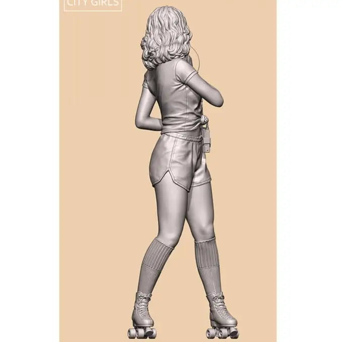 1/12 1980s Roller Skating Girl, Resin Model Figure Kit, Unassembled and Unpainted