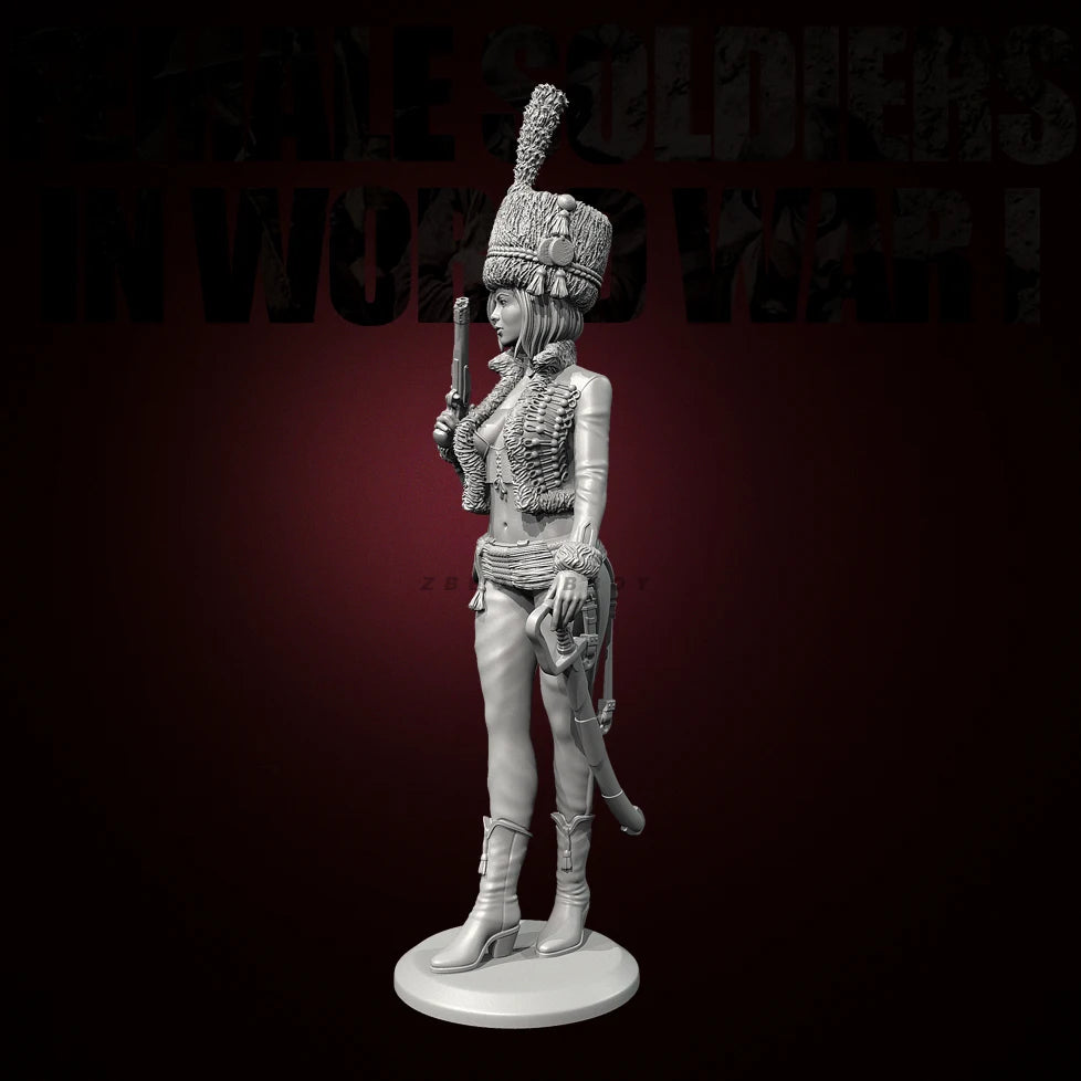 75mm Modern Female Warrior with Plumed Helmet, Resin Model Figure Kit, Unassembled and Unpainted