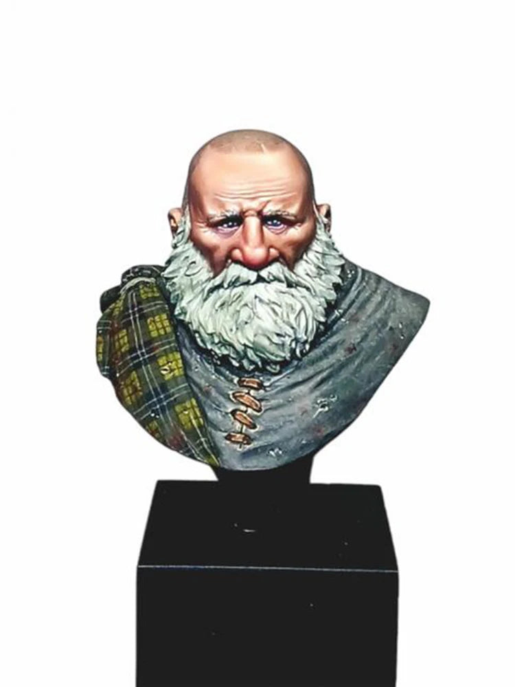 1/12 Medieval Scottish Highland Warrior with Tartan, Resin Model Bust Kit, Unassembled and Unpainted