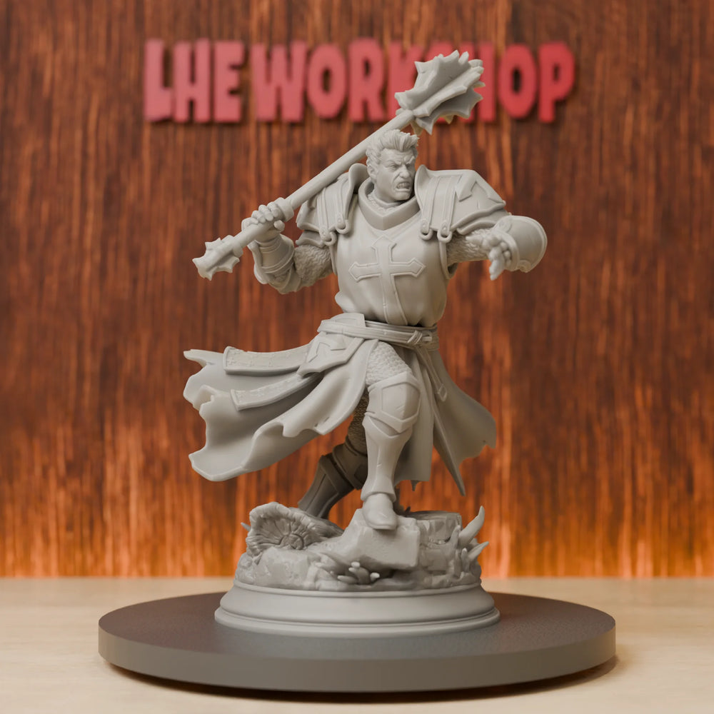 28mm Human Paladin with Mace, Resin Model Figure Kit, Fantasy Theme, Unassembled and Unpainted