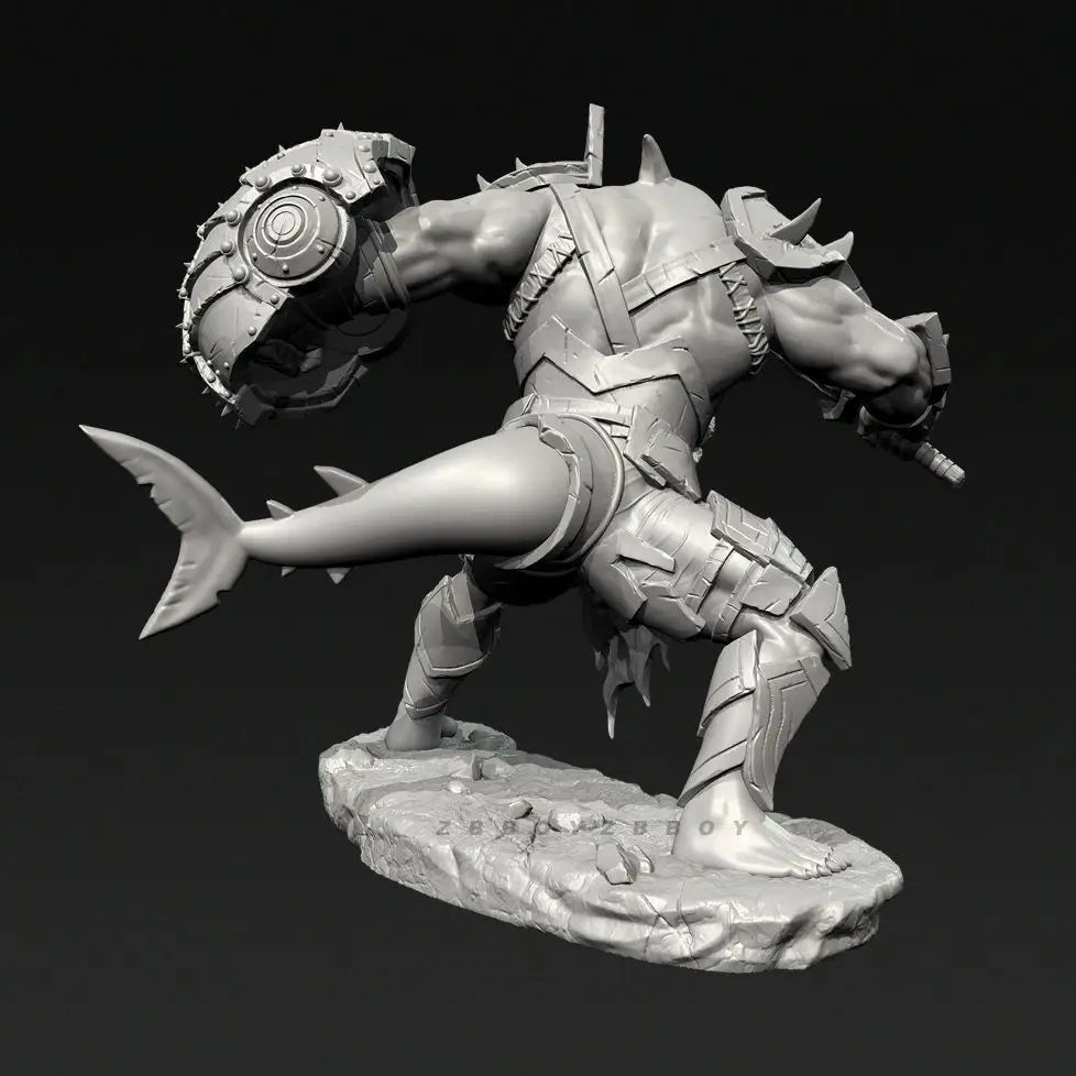 75mm Shark Monster Warrior, 5 Figures, Resin Model Figure Kit, Fantasy Theme, Unassembled and Unpainted
