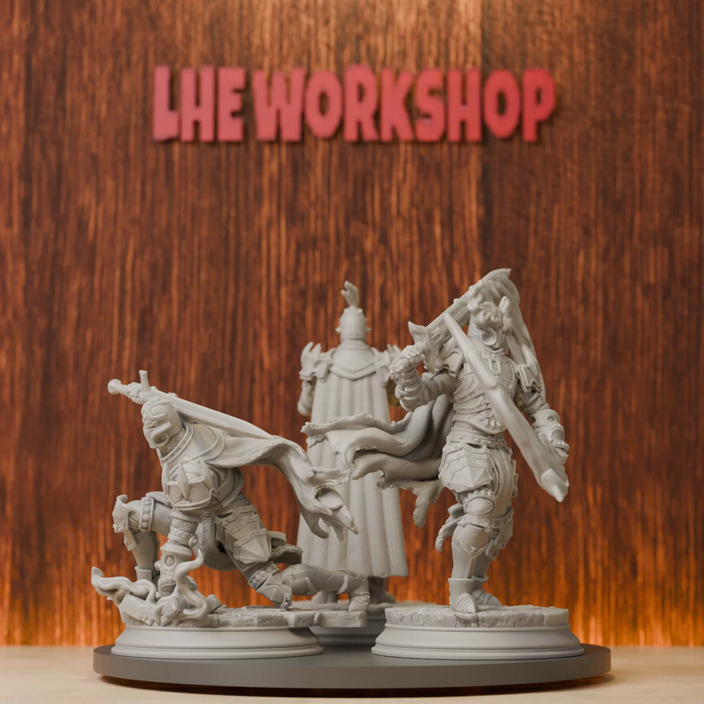 38mm Arcane Armor Trio, 3 Figures, Resin Model Figure Kit, Fantasy Theme, Unassembled and Unpainted