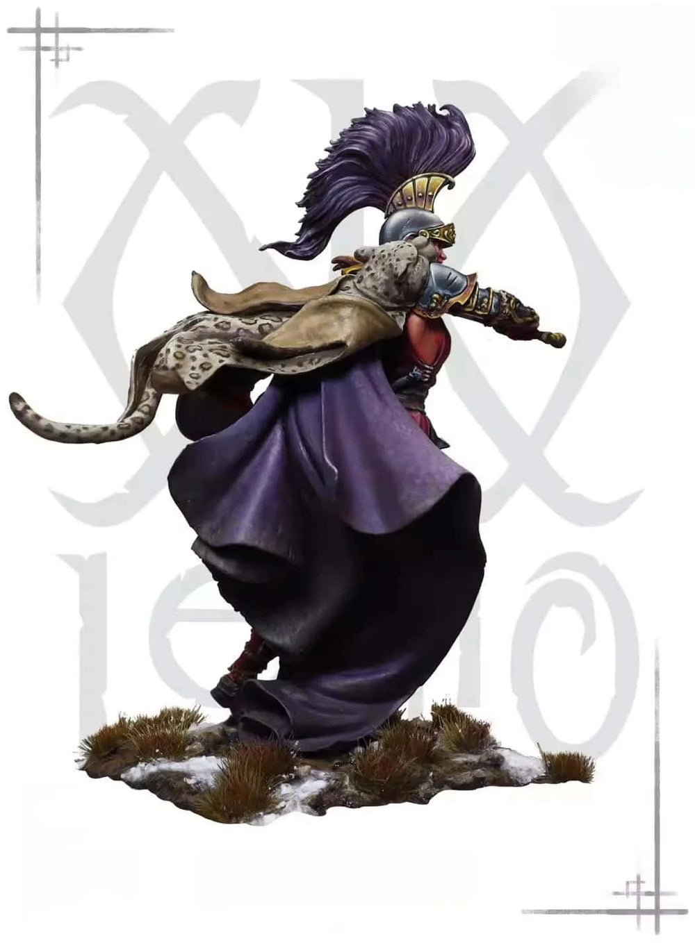1/24 Purple-Plumed Warrior in Ornate Gold Armor, Resin Model Figure Kit, Fantasy Theme, Unassembled and Unpainted