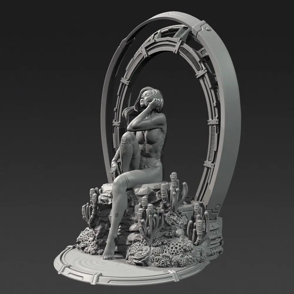 100mm Mechanical Girl, Resin Model Figure Kit, Sci-Fi Theme, Unassembled and Unpainted