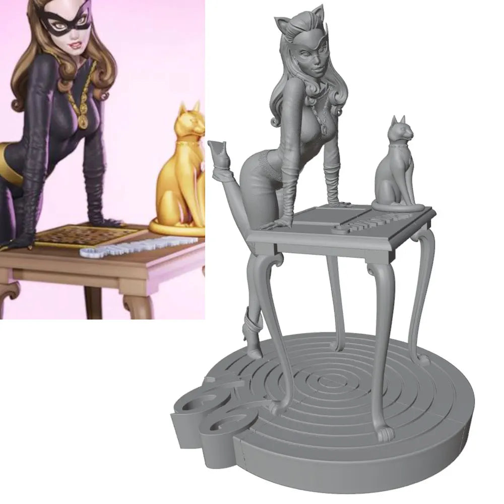 1/24 Cat-Girl, Resin Model Diorama Kit, Unassembled and Unpainted