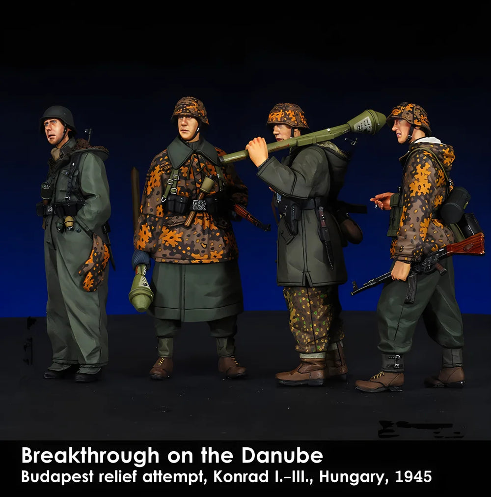 1/35 WWII German Danube Breakthrough, 5 Figures, Resin Model Figure Kit, Unassembled and Unpainted