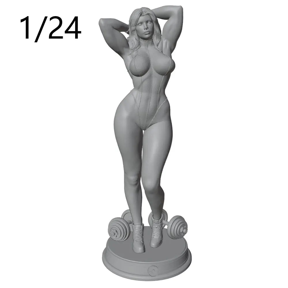 1/24 Athletic Woman in Power Pose, Resin Model Figure Kit, Unassembled and Unpainted