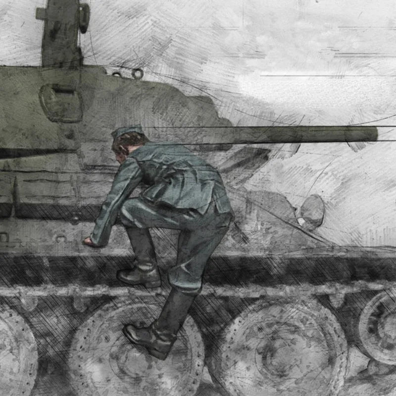 1/35 WWII German Panzer Crew Crouching, Resin Model Figure Kit, Unassembled and Unpainted