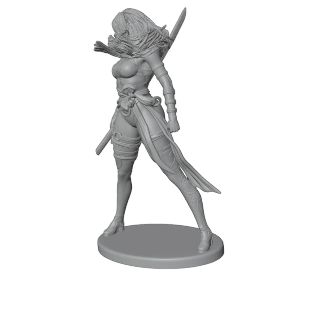 75mm Samurai Girl, Resin Model Figure Kit, Fantasy Theme, Unassembled and Unpainted