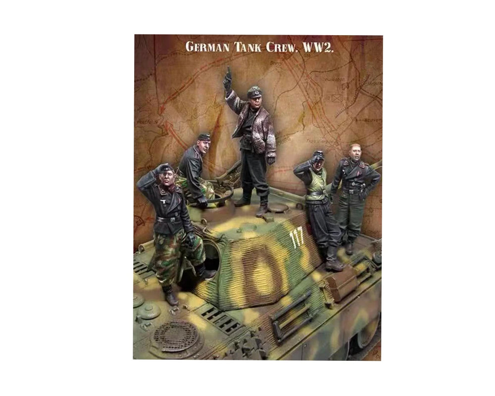 1/35 WWII German Panzer Commander and Crew, 5 Figures, Resin Model Figure Kit, Unassembled and Unpainted