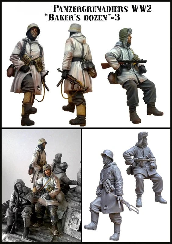 1/35 WWII German Panzergrenadiers Baker's Dozen, 13 Figures, Resin Model Figure Kit, Unassembled and Unpainted