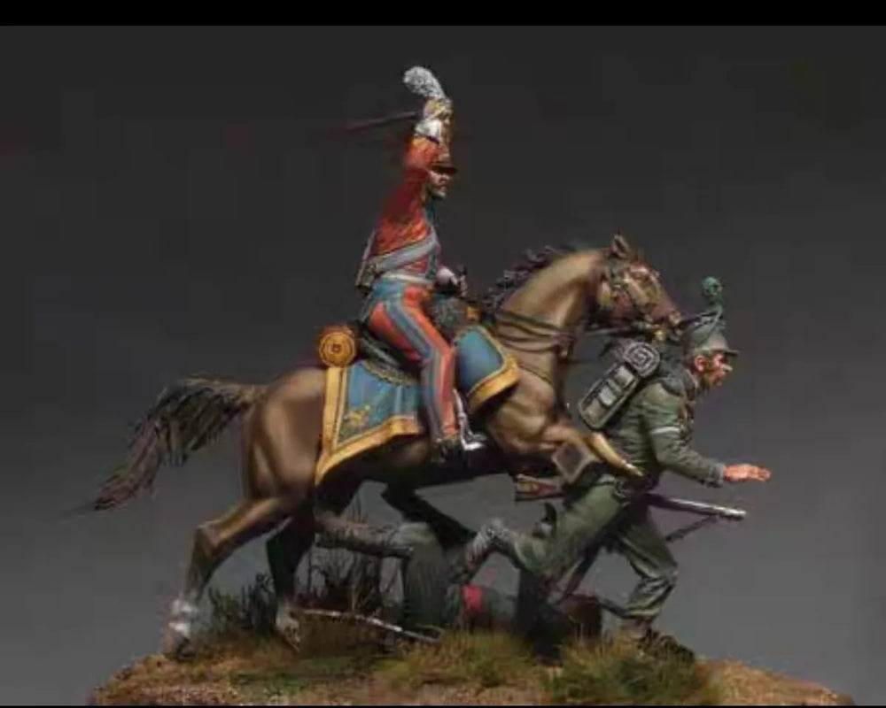 54mm Napoleonic Cavalry, 3 Figures, Resin Model Figure Kit, Unassembled and Unpainted