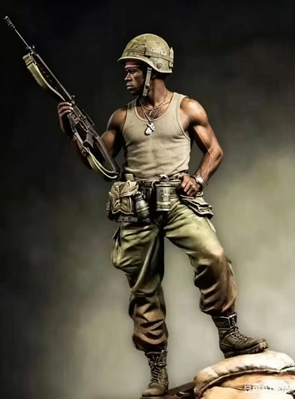 1/16 WWII American Rifleman with Bayonet, Resin Model Figure Kit, Unassembled and Unpainted