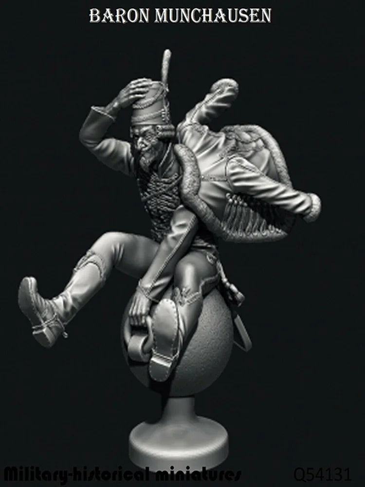 54mm Baron Munchausen, Resin Model Figure Kit, Mythology Theme, Unassembled and Unpainted