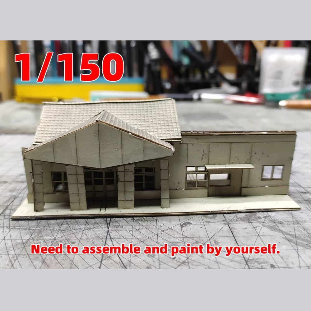 1/150 O Railway Station, Resin Model Diorama Kit, Historical Theme, Unassembled and Unpainted