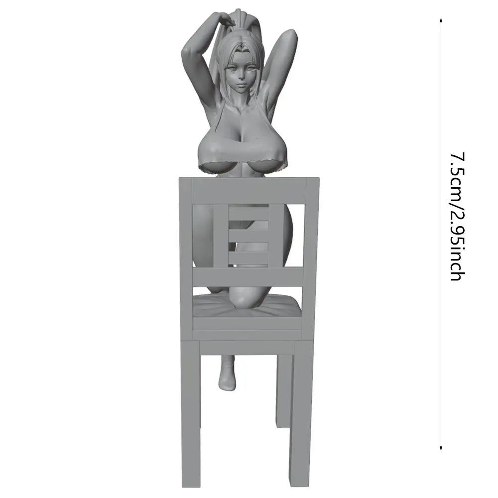 75mm Long-Haired Woman, Resin Model Figure Kit, Unassembled and Unpainted