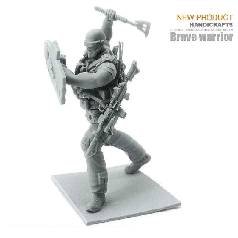 75mm Modern Tactical Team with Shield and Rifle, Resin Model Figure Kit, Unassembled and Unpainted