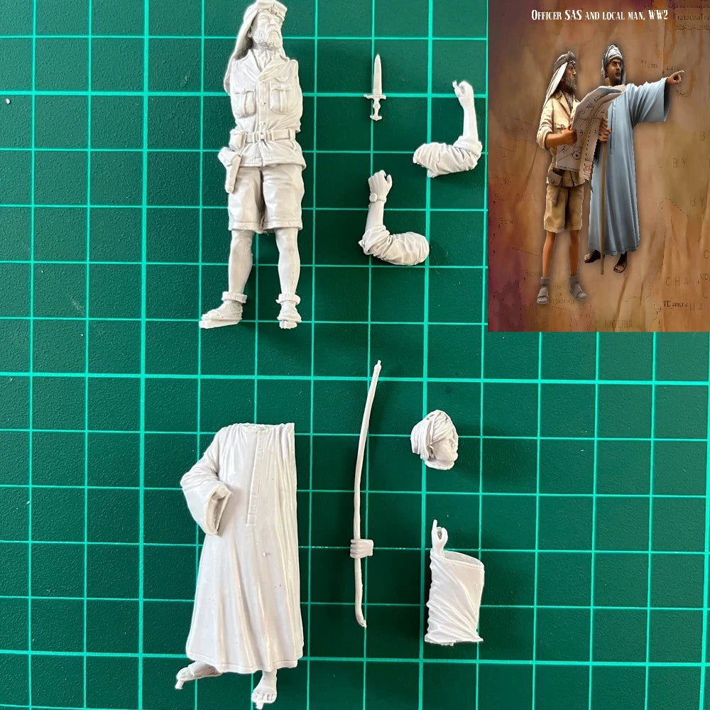 1/35 WWII SAS Commander and Soldiers, 3 Figures, Resin Model Figure Kit, Unassembled and Unpainted