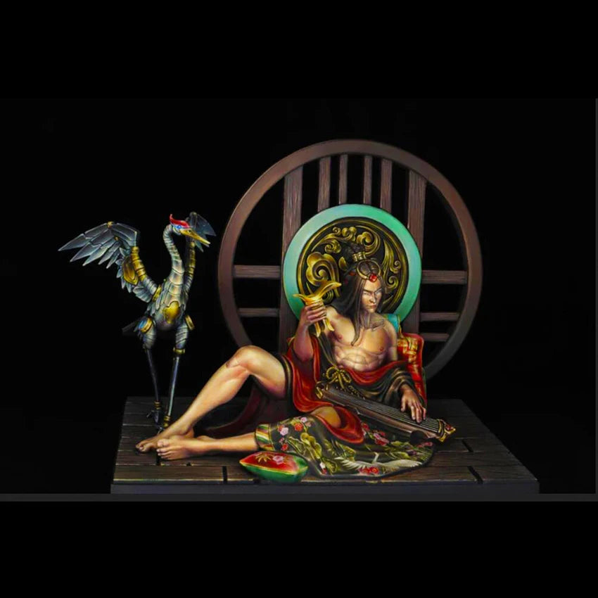 1/24 Female with Peacock, Resin Model Figure Kit, Fantasy Theme, Unassembled and Unpainted