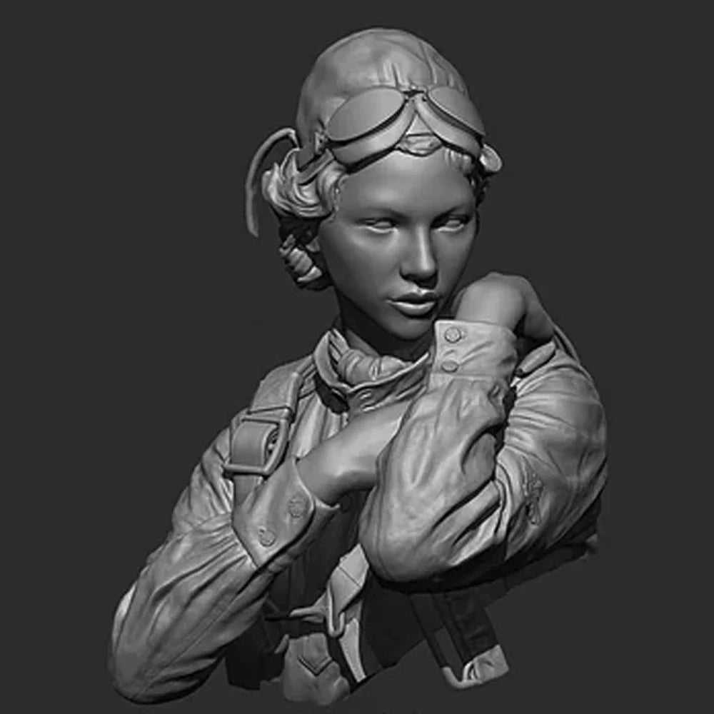 1/10 WWII Soviet Night Witch Pilot, Resin Model Bust Kit, Unassembled and Unpainted