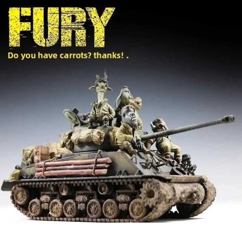 1/35 WWII M4 Sherman Tank with Crew, 5 Figures, Resin Model Diorama Kit, Unassembled and Unpainted